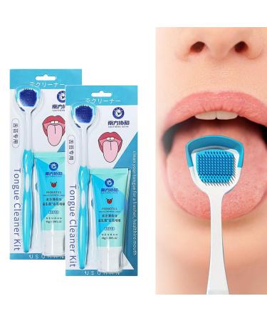 Oral hygiene Brush & Tongue Cleansing gel probiotic tongue cleaning gel set tongue cleaner set tongue cleaning gel with a brush tongue scraper precise cleaning Brush Kit Tongue Cleaner (2PC)