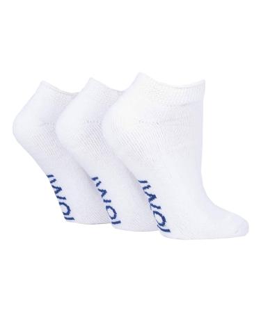IOMI - 3 Pack Extra Wide Non Binding Padded Cotton Low Trainer Diabetic Socks 10-12 White (Trainer)