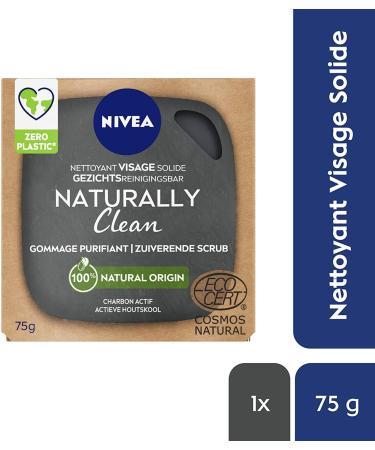NIVEA NATURALLY Clean Solid Facial Cleanser Purifying Scrub (1 x 75 g) Soap-free exfoliating facial care Solid care with neutral pH for the skin - Buy Online on GoSupps.com