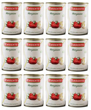 Italian Gourmet E.R. La Torrente Pomodoro Marzanino Miniature Tomatoes of San Marzano 100% Italian Tomato Campania Specialty 400 g Box + Italian Gourmet Chopped Tomatoes Box 400 g