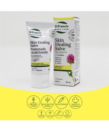 St. Francis Herb Farm Skin Healing Salve | 60 ml | Red Clover Plus Salve | Eczema and Psoriasis Remedy | Skincare Wound-healing | Anti-itch Salve | Made in Canada - Buy Online on GoSupps.com