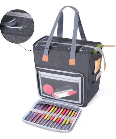 Luxja Small Knitting Tote Bag - Yarn Storage for Projects, Needles, Hooks & Accessories (Gray) - Buy Online on GoSupps.com