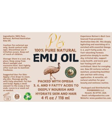 Pomberries Emu Oil - 4 Fl Oz. - Buy Online on GoSupps.com