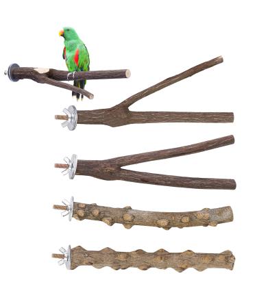 Filhome Bird Perch Stand Toy, Natural Wood Parrot Perch Bird Cage Branch Perch Accessories for Parakeets Cockatiels Conures Macaws Finches Love Birds 20CM YYII