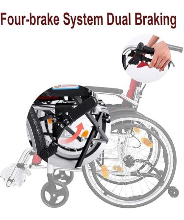 Aluminum Multifunctional Manual Wheelchair Folding Lightweight Wheelchair Portable Elderly Travel Wheelchairs with Handbrakes Padded Wheelchair capacity 200kg/400lb - Buy Online on GoSupps.com