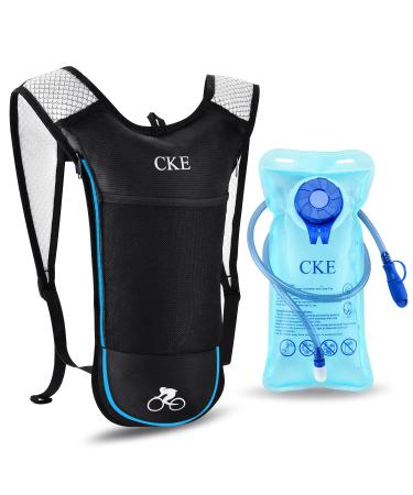 CKE Hydration Backpack with 2L Hydration Bladder Camelback Water Backpack for Men Women Kids for Hiking Running Cycling Biking Ski Camping (Blue-Black)