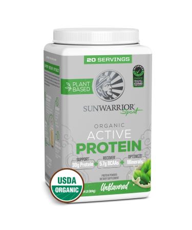 Vegan Protein Powder Plant-Based USDA Organic BCAAs | 30g Protein per Serving | Premium Sugar Free Gluten Free Non-GMO Dairy Free | Unflavored 20 Servings | Active Sport Protein Powder Unflavored 20 Servings