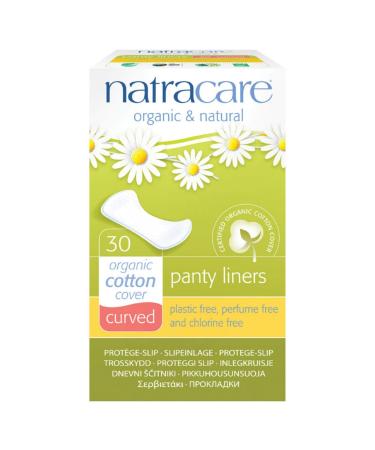Natracare Natural Curved Panty Liners - 30 Pack - Organic Cotton Cover - Chlorine Free