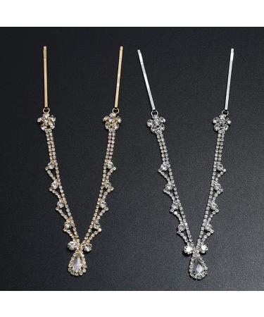 Chargances Bridal Rhinestone Forehead Head Chain Clip - Wedding Crystal Teardrop Headband for Women and Girls (Silver) - Buy Online on GoSupps.com