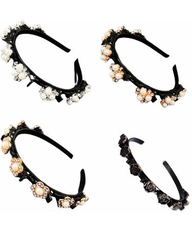 Qazuoik 4 PACK Hairpin Headbands For Women Double Bangs Ladies Hairstyle Headwear Braided Hair Clip Bangs Broken Hair Finishing Artifact Cute Hair Accessories For Styling