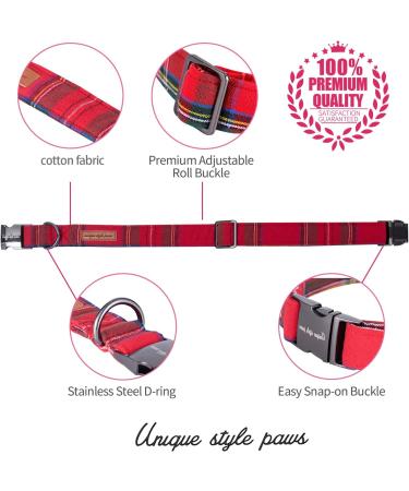 Summer Dog Collar with Bow Tie & Flower for Small to Large Dogs | Adjustable Safety Metal Buckle | RedPlaid | Pack of 1 - Buy Online on GoSupps.com