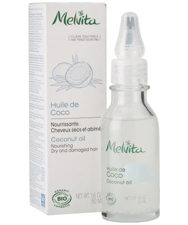 Melvita-organic coconut oil-nourishes intensely and repaired-dry and damaged hair-100 % naturally-bio-certified-vegan-bottle 50 ml