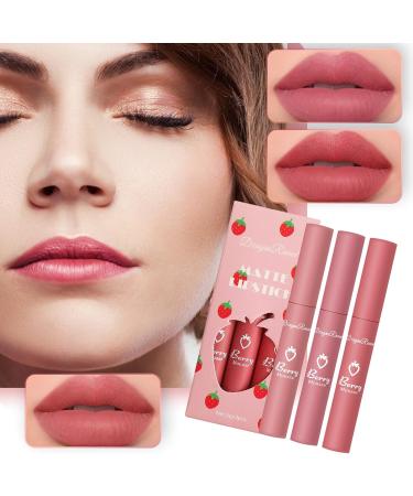 Mllkcao 3-Piece Matt Liquid Lipstick Set - Long-Lasting Waterproof Strawberry Lipstick for Daily & Party Makeup - Buy Online on GoSupps.com