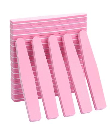 20Pcs Nail Buffers Block Files Sponge Washable Double Sided 100/180 Sanding Buffing File for Acrylic Nails, (Pink)