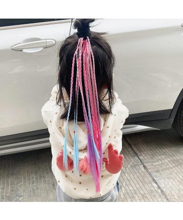 Neon Braided Hair Strands for Kids - Colorful Synthetic Hair Jewelry with Elastic Strap | Perfect for Parties - Buy Online on GoSupps.com