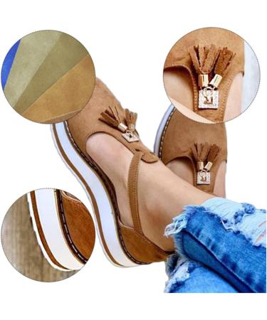 Stylish Summer Shoes for Women - High Heel Platform Sandals Hemp Beach Wedges Buckle Design Leopard Print - Perfect for Outdoor Leisure - Buy Online on GoSupps.com