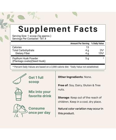 Psyllium Husk Powder 2lb - Soluble Fiber for Baking & Smoothies - Keto, Gluten-Free, Vegan - India Origin - GMO-Free - Unflavored - Buy Online on GoSupps.com