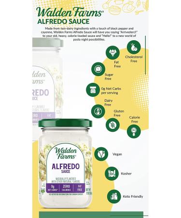 Walden Farms Light Alfredo Sauce 12 oz - Vegan & Keto Friendly, Non-Dairy Milk Substitute, 0g Net Carbs - Perfect for Chicken, Fish, Scampi & More - Buy Online on GoSupps.com