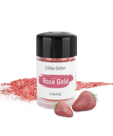 Jelife Rose Gold Edible Glitter - 5 Grams Food Grade Cake Decorating Shimmering Glitter Vegan Metallic Food Coloring Powder Sprinkle on Sparkle for Chocolates, Fondant Pops, Drinks Luster & More