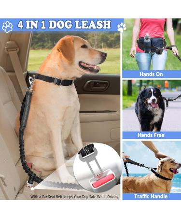 Vobuke Jogging Leash for Dogs - Shock Absorption Adjustable Reflective Belly Belt Car Safety Carabiner - Ideal for Small & Medium Dogs Up to 177lbs - Blue - Buy Online on GoSupps.com