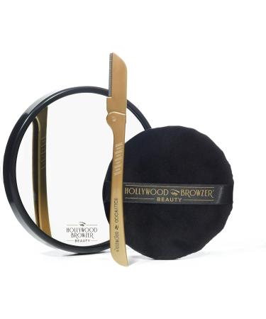Hollywood Browzer Dermaplaning Starter Kit with Browzer, Mirror & Microfibre Puff - Buy Online on GoSupps.com