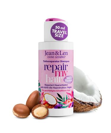 Jean & Len Shampoo Repair Coconut Oil Macadamia for damaged & weak hair repairs brittle hair 50 ml travel size 1 piece