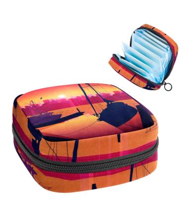Women's bonds Storage pockets Stillpad Halter shipyard sunset silhouette portable period kit pocket feminine product bag for women girls color1