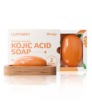 Natural Kojic Acid Soap (Pack of 2) Infused with a Blend of Vitamins C & E Retinol Collagen Hyaluronic Acid. A Superior Exfoliating Soap Designed for Dark Spot Reduction & Uneven Skin Tone. Orange