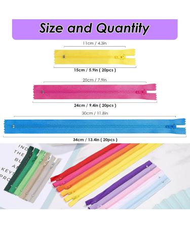 120pcs Assorted Nylon Zippers for Sewing - Bulk Zippers for Bags, Pouches, Pillow Covers & Crafts - Buy Online on GoSupps.com