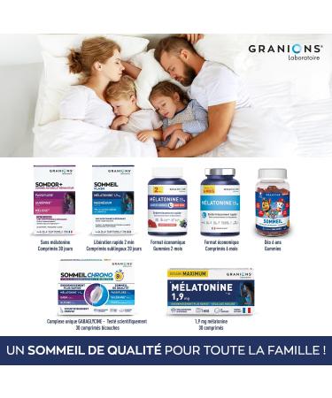 GRANIONS Melatonine 1 9 mg - 30 comprim s -1 mois - Compl ment alimentaire sommeil - Endormissement plus rapide - Sans accoutumance - Melatonine comprim s - Jet Lag - Sans sucre - Fabriqu en France 30 unit (Lot de 1) - Buy Online on GoSupps.com