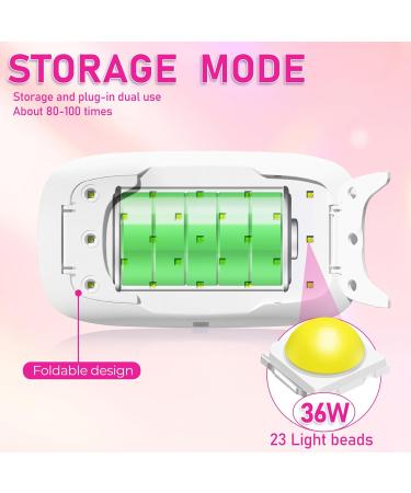 Krofaue 36W UV LED Nail Lamp - Cordless Rechargeable Nail Light with 23 Beads & Digital Display for Gel Polish - Portable 60s/120s/300s Timer - Buy Online on GoSupps.com