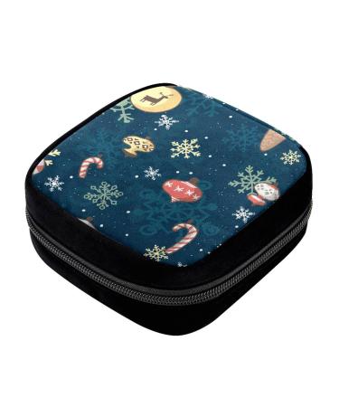 GIAPB Period Bag Sanitary Napkin Storage Bag Pad Holder for Period Makeup Pouch Cartoon Snowflake Blue Background Color2495