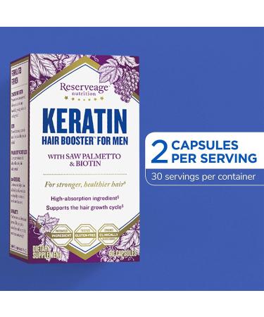 ReserveAge Nutrition Keratin Hair Booster for Men - 60 Capsules | Stronger, Healthier Hair - Buy Online on GoSupps.com