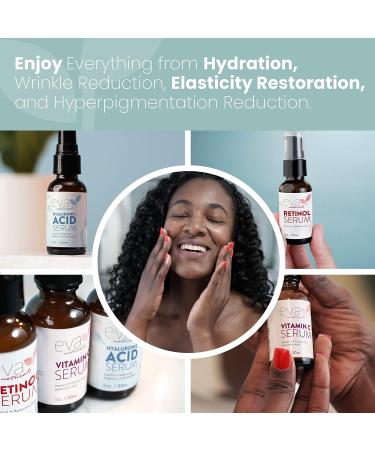 Eva Naturals Anti-Aging Serum Bundle - Vitamin C, Hyaluronic Acid, Retinol - Facial Skin Care Products for Hydration, Wrinkles, and Lines - Buy Online on GoSupps.com
