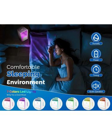 3 Speeds Portable Air Conditioner Fan | 7 Colors Night Light | 700ml Water Tank | 12 H Timing | Evaporative Personal Cooler - Buy Online on GoSupps.com