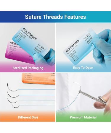 Alcedo Sterile Sutures Kit - 16 Mixed Thread & Needle Sizes with Tools - First Aid Emergency Supplies - 12 Instruments Included (28 Pieces) - Buy Online on GoSupps.com