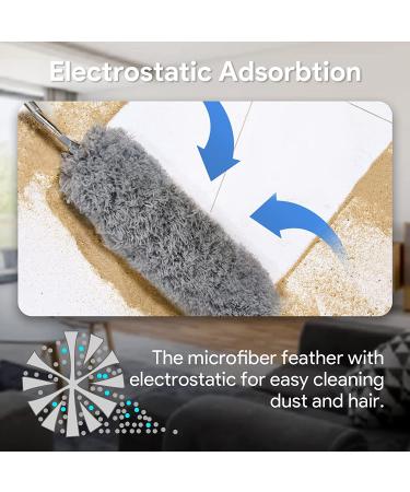 Extendable Microfiber Feather Duster - 100 inch Long Handle Dusting Tool for All-Round Home Cleaning - Gray - Buy Online on GoSupps.com