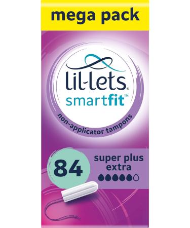 Lil-Lets Non-Applicator Super Plus Tampons X 96 | 6 Packs of 16 | Heavy Flow & Non-Applicator Super Plus Extra Tampons X 84 | 6 Packs of 14 | Very Heavy Flow + Super Plus Extra Tampons X 84 - Buy Online on GoSupps.com