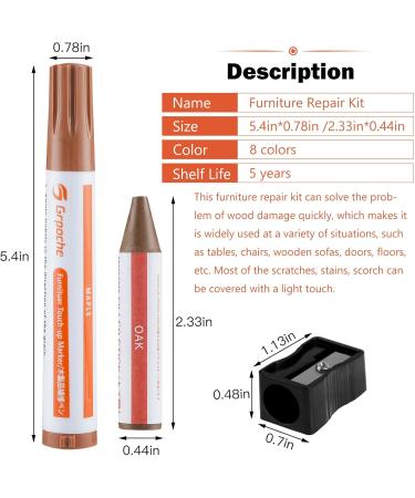 Furniture Markers Touch Up Set - 17-Piece Repair Kit with 8 Colors Wax Sticks & Sharpener for Stains & Scratches - Perfect for Wood Floors Tables & Bedposts | International Shipping Available - Buy Online on GoSupps.com
