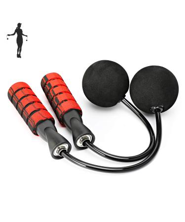 APLUGTEK Jump Rope, Training Ropeless Skipping Rope for Fitness, Adjustable Weighted Cordless Jump Rope for Men Women Kids A-Red