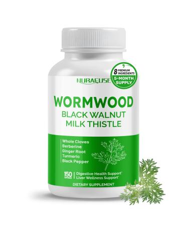Wormwood Whole Cloves Milk Thistle with Other Herbs - Support Digestive Health Liver Wellness - Made and Tested in The USA 150 count (pack of 1)