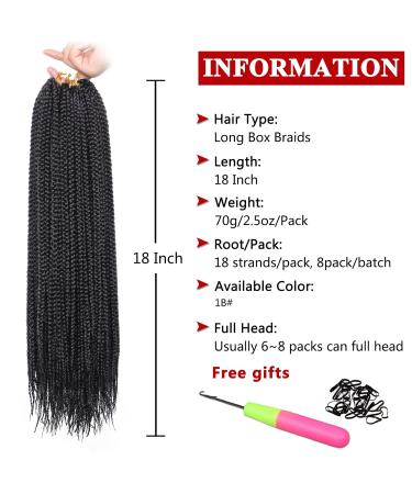 Xtrend 8 Packs 18 Inch Box Braids Crochet Hair | Medium Knotless Pre-looped Synthetic 3X Braiding Hair Extension for Women | 18Strands/pack 1B | Pack of 8 - Buy Online on GoSupps.com