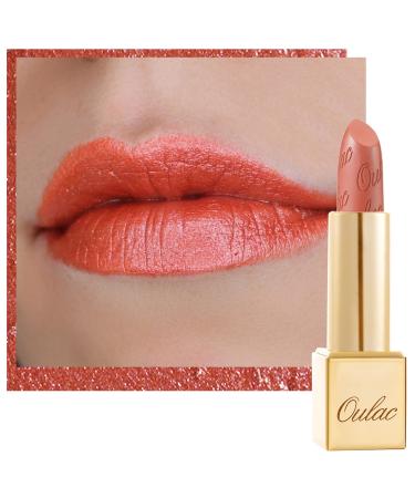 Oulac Metallic Pumpkin Orange Lipstick for Women  High Impact Lip Color with Moisturizing Creamy Formula  Vegan & Cruelty-Free  Full-Coverage Lipstick 4.3g/0.15 oz (Be Happy(05)) Be Happy(05) Metallic Coral Orange