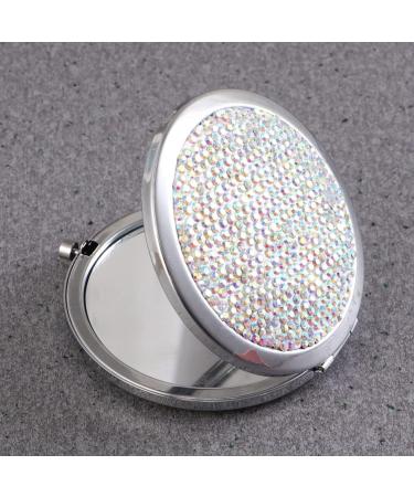 Lurrose Travel Wallet Bling Compact Mirror Round Folding Mirror Double- sided Cosmetic Mirror Portable Pocket Mirror Rhinestone Mirror for Travel and Home Use (Colorful White) Travel Mirror - Buy Online on GoSupps.com