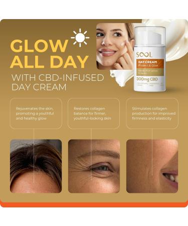  Sool SOOL Protect & Glow Day Face Cream 300 mg CBD 50 ml | Revitalizing CBD Face Treatment | Anti-Wrinkle Cream with Kakadu Plum Extract | Best Day Cream for All Skin Types - Buy Online on GoSupps.com