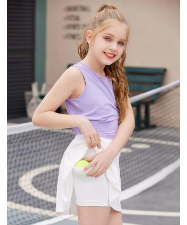 Zaclotre Girls High Waisted Pleated Tennis Skort White 10-11 Years - Buy Online on GoSupps.com