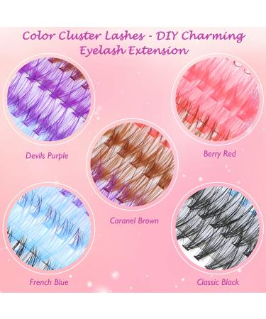 KISSBUTY 14mm Colored Lash Clusters - DIY Individual Eyelash Extensions in 5 Mixed Colors - Buy Online on GoSupps.com
