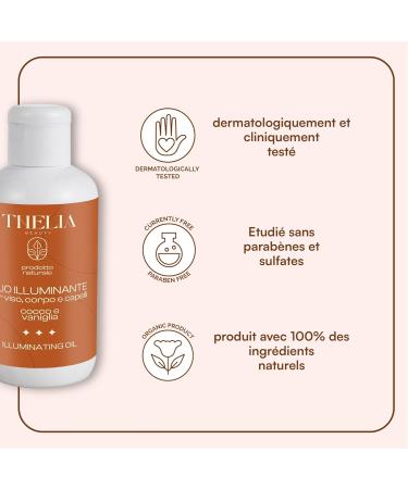 Th lia Beauty | Illuminating Oil for Face Body and Hair Coconut and Vanilla Natural Product without Parabens Dermatologically Tested Made in Italy 100 ml - Buy Online on GoSupps.com