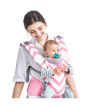 Baby Carrier Newborn to Toddler, All-Positions Baby Holder Carrier with with Lumbar Support, Ergonomic Baby Hiking Carrier with Detachable Hood, Pink