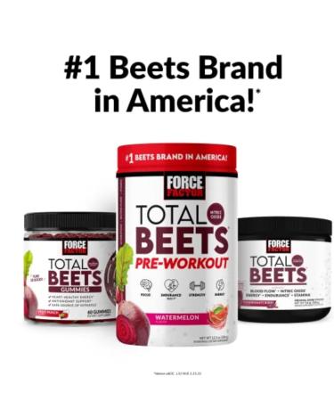 Force Factor Total Beets Pre-Workout Powder to Boost Energy & Endurance, Increase Strength, and Improve Blood Flow and Pumps, Nitric Oxide Supplement with Beet Root Powder, Watermelon, 30 Servings - Buy Online on GoSupps.com